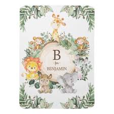 Trendy Botanical Greenery Safari Animals Baby Blanket Zazzle Com Safari Baby Animals Baby Blanket Animals Baby Burp Cloths