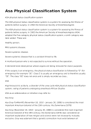 Image result for ASA Physical Status Classification System