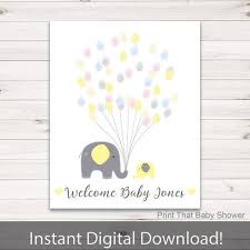 Baby Shower Fingerprint Guest Book Elephant Baby Shower Etsy Baby Shower Fingerprint Baby Shower Guest Book Baby Guest Book