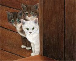 Silent Watchers Kitten Art Cat Artwork Cat Painting