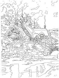Christmas Moonlight Thomas Kinkade Painting Coloring Book Printable Page In 2020 Thomas Kinkade Paintings Kinkade Paintings Coloring Books