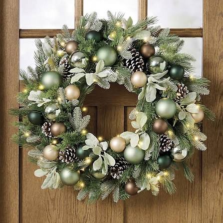 Christmas wreath and decorations