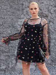 Surprise your little princess with beautiful and fashionable embroidered mesh dress suited for special occasions or everyday life. Plus Flower Embroidered Mesh Overlay Dress Shein Eur
