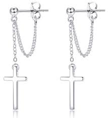 Spice your look with this distinctive earring. 925 Sterling Silver Minimalist Cross Dangle Earrings For Women Men Tiny Punk Dangling Earrings Small Cross Drop Earrings Chain Butterfly Buckle Buy Online In China At China Desertcart Com Productid 172920328