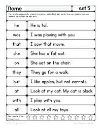Simple english grammar for senior kindergarten classes. Sight Word Sentences Worksheets Optovr Com