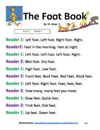 This Is The Dr Seuss Foot Book Divided Into A Script For Two Readers Great For A Center Activ Moral Stories For Kids Readers Theater Scripts Readers Theater