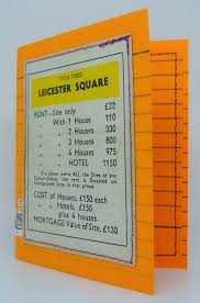 The following is a list of game boards of the parker brothers/hasbro board game monopoly adhering to a particular theme or particular locale in europe. Eco Vintage 1950s 60s Leicester Square Monopoly Card With Money Monopoly Cards Cards Creative Notebooks