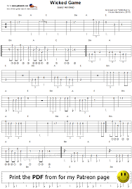 Despite being released as a single in 1990, it did not become a hit until it was later featured in the david lynch film wild at heart (1990). Wicked Game Easy Guitar Tab Guitarnick Com