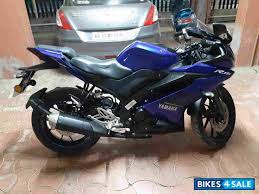 This bike has 155cc engine along with 19 bhp @ 10000 rpm maximum power and 15 nm @ 8500 rpm maximum torque. Racing Blue Yamaha Yzf R15 V3 Picture 2 Bike Id 218134 Bike Located In Bangalore Bikes4sale