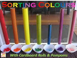 Sorting Colours With Cardboard Rolls Sorting Colors Color Activities Toddler Activities