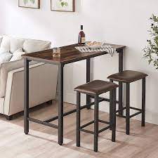 41.34 in h rustic steel bar table w/elm wood top. Buy Smile Back Dining Table Dining Table Set 3 Piece Bar Table With 2 Faux Leather Barstools 50 4 Breakfast Bar Kitchen Counter With Bar Chairs Industrial For Kitchen Living Room Party Room