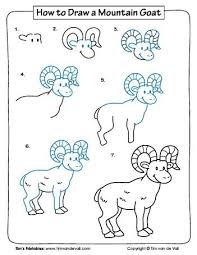 How To Draw A Mountain Goat Tim S Printables Drawingtutorial Stepbystepdrawing Howtodraw Goatdrawing Drawing Tutorial Drawings Mountain Goat