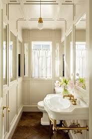 Our mirror tiles are nearly perfect. Portland Floor To Ceiling Mirrors Powder Room Transitional With Paneled Walls Freestanding Bathroom Vanities Tops Herringbone Wood Floors