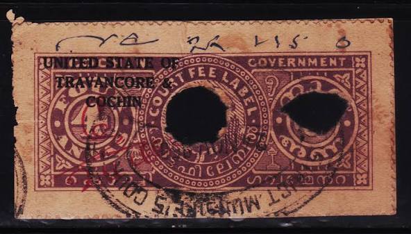 Heritage of India stamps site: India State Travancore-Cochin Fiscal Revenue stamps collection