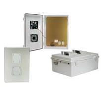 14x10x06 ABS Plastic Weatherproof Outdoor IP24 NEMA 3R Enclosure, 120 VAC  Mount Plate, Mechanical Thermostat Fan, Gray