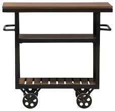 Wood and metal kitchen carts. Kennedy Rustic Antique Black Textured Metal Distressed Wood Mobile Serving Cart Industrial Kitchen Islands And Kitchen Carts By Baxton Studio Houzz