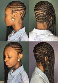 Faux hawk braids with hair rings. Small Feed In Braids To One Side Small Feed In Braids Side Braid Hairstyles Braids Pictures
