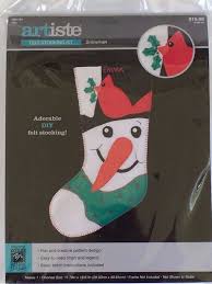 Artiste Christmas Felt Stocking Kit Snowman Red Cardinal Holly Needle Art Home School Project New In Package