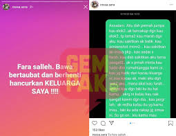 Speaking to mstar, fara salleh expressed her disappointment in shuk's wife, rossalennah natassyiah asshaferah, for leaking her private details, such as her phone number and home address. Fara Salleh Bawa Bertaubat Berhenti Hancurkan Keluarga Saya Isteri Shuk Mengamuk Gosip Tempatan Gosip Forum Cari Infonet