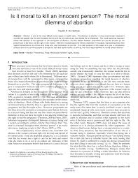 Pdf Is It Moral To Kill An Innocent Person The Moral Dilemma Of Abortion