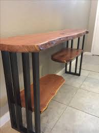 Custom Made Console Table Sofa Table Entryway Live Edge Furniture Mesquite Steel Base Reclaimed Live Edge Console Table Live Edge Furniture Furniture