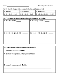 Each worksheets has 10 problems solving problems using the order of operations. Order Of Operations Practice Worksheet Teaching Resources