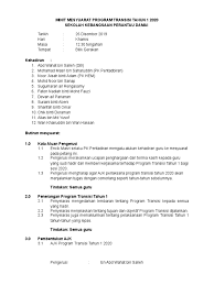 Farissh orientasi darjah 1 part 1. Minit Mesyuarat Program Transisi Tahun 1 2020