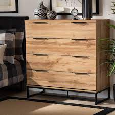 By modus furniture (1) astrid. Baxton Studio Reid Modern Industrial Oak Finished Wood Black Metal 4 Drawer Dresser Wholesale Interiors Ch8000 Oak Black 4dw Dresser