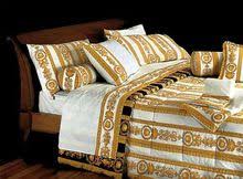 Versace Queen Sheet And Pillowcase Set White And Gold Medusa Versace Bedding Gold Duvet Classic Bedding