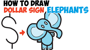 How To Draw Cartoon Elephant From The Dollar Sign Easy Step By Step Drawing Tutorial For Kids How To Draw Step By Step Drawing Tutorials Each one should be smaller than the. easy step by step drawing tutorial