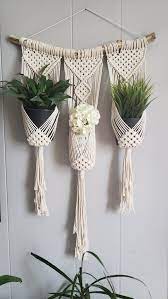 Clove Hitch Triple Plant Hanger Small Macrame Wall Hanging Macrame Plant Hanger Home Decor Macrame Plant Hanger Diy Macrame Plant Hanger Macrame Plant Hanger Patterns