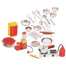 Vintage printing metal kitchen ware set child toy pots and pans nos in package. Buy Negi 24pcs Mini Stainless Steel Utensils Non Toxic Indian Kitchen Set Great Kitchen Toys For Girls Kid S Love Kitchen Set It Has Sharp Edges Not Suitable For Small Baby
