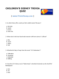 Please understand that our phone lines must be clear for urgent medical care needs. Childrens Disney Trivia Quiz Pdf The Walt Disney Company Animated Films