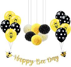 Top 5 positive customer reviews for yellow grey party decorations. Honey Bumble Bee Baby Shower Party Decorations Birthday Supplies Backdrop Happy Bee Day Banner Black And Yellow White Pom Poms Bee Balloons Hai Party Party Supplies Balloons