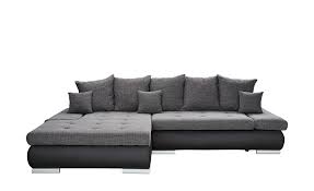 Switch Eckcouch Mit Schlaffunktion Schwarz Grau Kunstleder Webstoff Ivan