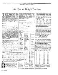 An Upscale Weight Problem