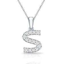 Diamond Initial S Pendant Necklace In 14k White Gold 1 10 Cttw 18 Initial Pendant Necklace Beautiful Necklaces Initial Pendant