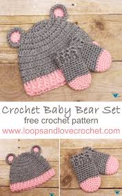 Free printable baby mitten sewing pattern. Crochet Baby Bear Hat And Mittens Loops Love Crochet
