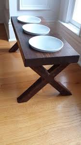 Dog Bowl Stand Raised Dog Bowl Feeder Elevated Stand Rustic Reclaimed American Walnut Stain 3 Bowl 24x10x10 Dog Bowls Raised Dog Bowls Dog Bowl Stand