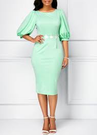 Mint Green Lantern Sleeve Sheath Dress Shop Casual Dresses Beautiful Dresses Beautiful Dress Designs