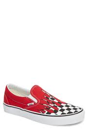 Black And White Checkered Vans With Red Flames Vans Ua Classic Slip On Checker Flame Sneaker In Red Modesens Sneakers Vans Slip On