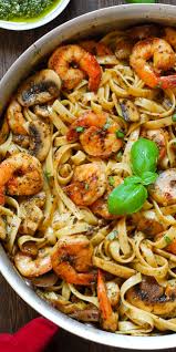 Pesto Shrimp Pasta In Mushroom Garlic Sauce Pastafoodrecipes Shrimp And Mushroom Pasta Recipe Pesto Shrimp Shrimp Pesto Pasta