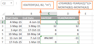 Calculating Months Between Two Dates Using The Month And Year Functions Excel Me On A Map How To Find Out