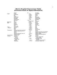 În sistemul internaţional de unităţi (si), unitatea fundamentală pentru lungime şi distanţă este metrul. Metric English Conversion Table Free Download