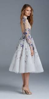 Prom Dresses Long Sleeves Flower Embroidery Tea Length Party Evening Dress High Neck Vintage Short Homecoming Gowns From Ivowedding Prom Dresses Long With Sleeves Prom Dresses Long Homecoming Dresses Short