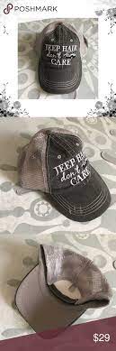 Jeep Hair Don T Care Distressed Trucker Hat Trucker Cap With Embroidered Jeep Hair Don T Care Curved Bill Distressed Cap Gives Fashion Hats Fashion Design
