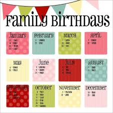 Psd Pdf Excel Free Premium Templates Family Birthday Calendar Birthday Calendar Family Birthdays