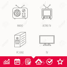 tv pc case and retro radio icons retro tv linear sign edit