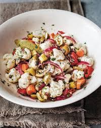 Cauliflower Olive Pepper And Caper Salad Insalata Di Rinforzo Recipe Side Dishes Easy Stuffed Peppers Party Side Dishes