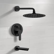 Whether you're looking for an option that offers massage or you are more interested in rain shower. Remer Tsf42 By Nameek S Peleo Matte Black Tub And Shower Faucet Set With Rain Shower Head Thebathoutlet